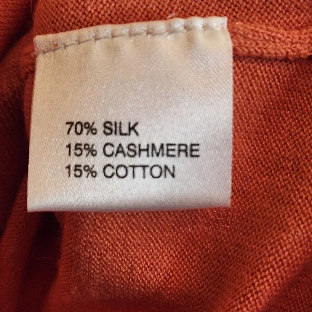 Zume Silk Cashmere Soft Orange Twin Sweater Set Size M